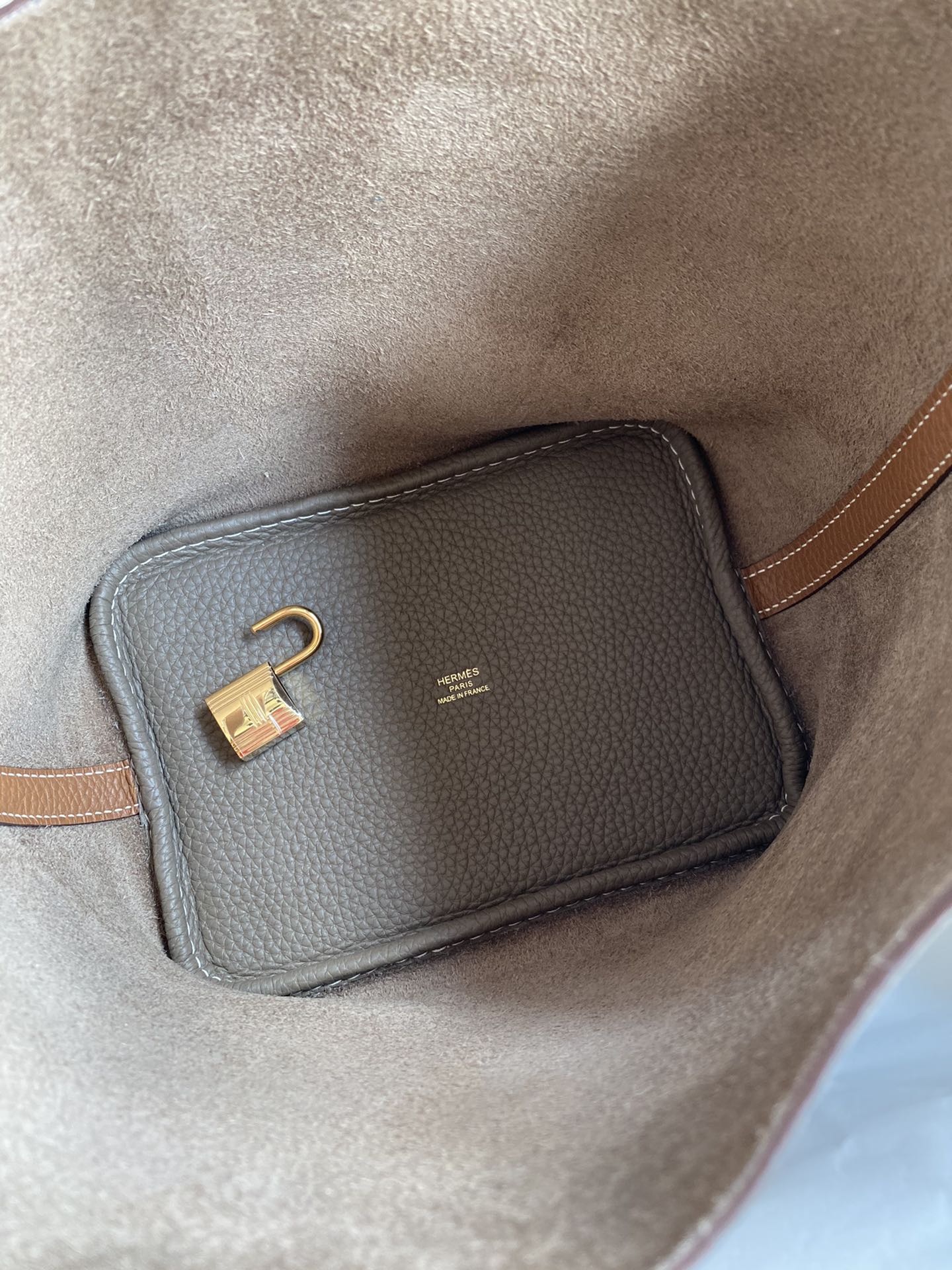 Hermes Picotin Lock 18 Bag In Grey/Brown Clemence Leather